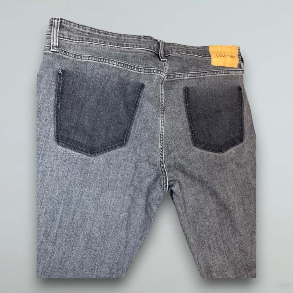 Men’s Slim Fit Gray Stretch Denim Jeans W38 L30 Distressed Pocketless Back - Picture 3 of 6